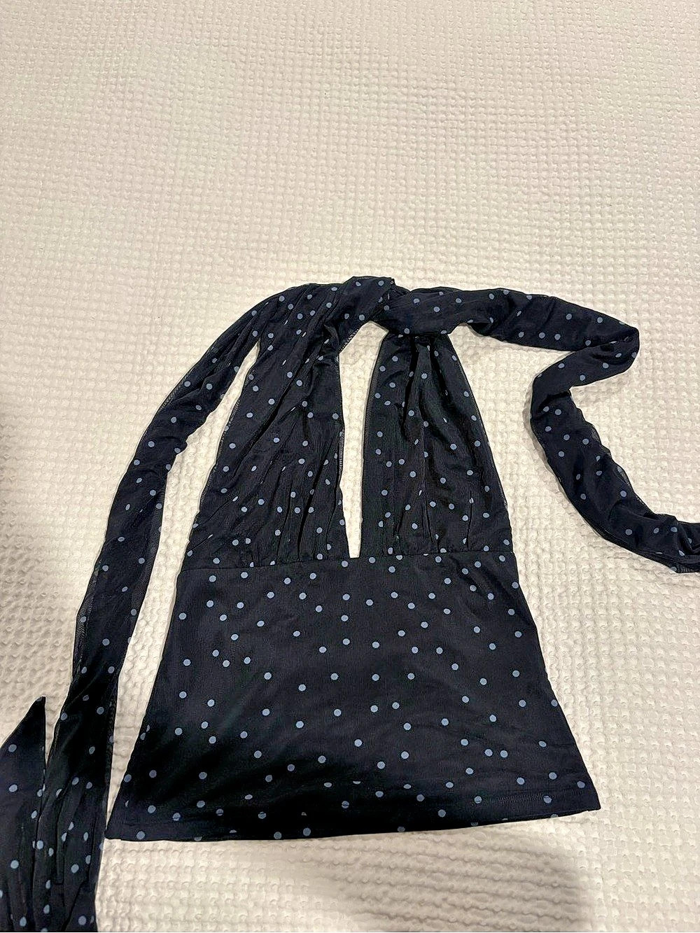 Abercrombie Convertible Mesh Multiway Top in Navy Polka Dots Size M Like New